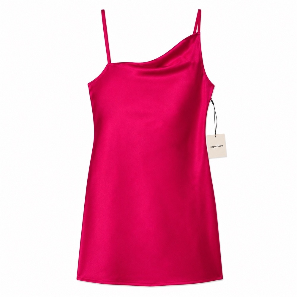 Superdown Kalyn Satin Slip Mini Dress Fuchsia NWT Medium Barbiecore